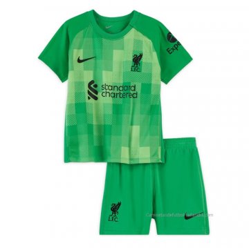 Camiseta Liverpool Portero Nino 2021-2022 Verde Camiseta Liverpool Portero Nino 2021-2022 Verde