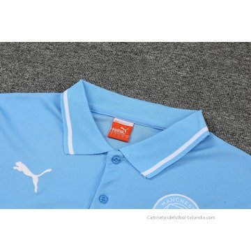 Camiseta Polo del Manchester City 2022-2023 Azul y Blanco