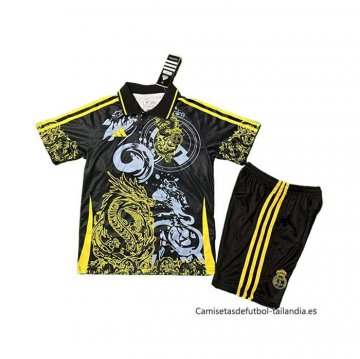 Camiseta Real Madrid Dragon Nino 2025-2026 Negro Amarillo Camiseta Real Madrid Dragon Nino 2025-2026 Negro Amarillo