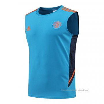 Camiseta de Entrenamiento Manchester United Sin Mangas 2022-2023 Azul Camiseta de Entrenamiento Manchester United Sin Mangas 2022-2023 Azul