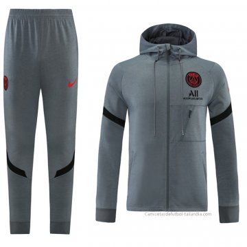 Chandal con Capucha del Paris Saint-Germain 2021-2022 Gris Chandal con Capucha del Paris Saint-Germain 2021-2022 Gris