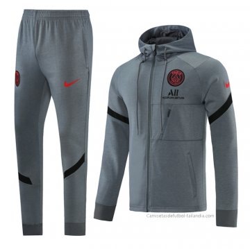 Chandal con Capucha del Paris Saint-Germain 2021-2022 Gris