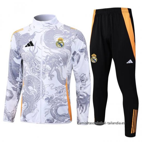 Chandal de Chaqueta del Real Madrid Dragon Nino 2024-2025 Blanco - Haga un click en la imagen para cerrar