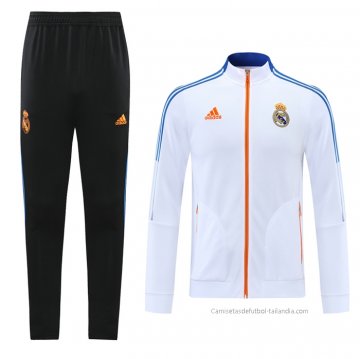 Chandal de Chaqueta del Real Madrid Nino 2021-2022 Blanco Chandal de Chaqueta del Real Madrid Nino 2021-2022 Blanco