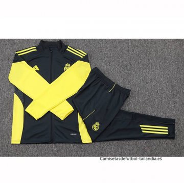 Chandal de Chaqueta del Real Madrid Nino 2025-2026 Gris Amarillo