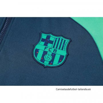Chandal de Sudadera del Barcelona Nino 2023-2024 Azul y Verde