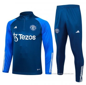 Chandal de Sudadera del Manchester United Nino 2023-2024 Azul Chandal de Sudadera del Manchester United Nino 2023-2024 Azul