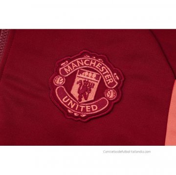 Chandal de Sudadera del Manchester United Nino 2023-2024 Rojo Oscuro