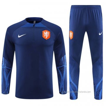 Chandal de Sudadera del Paises Bajos 2022-2023 Azul Oscuro Chandal de Sudadera del Paises Bajos 2022-2023 Azul Oscuro