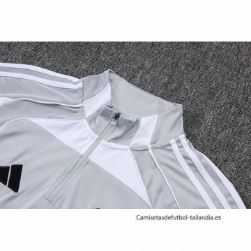 Chandal de Sudadera del Real Madrid 2025-2026 Gris Blanco