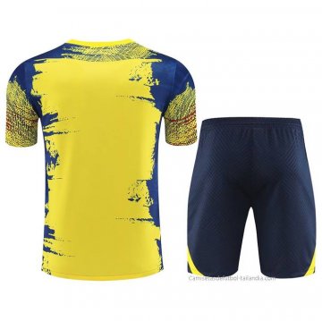 Chandal del Barcelona Manga Corta 2023-2024 Amarillo y Azul - Pantalon Corto