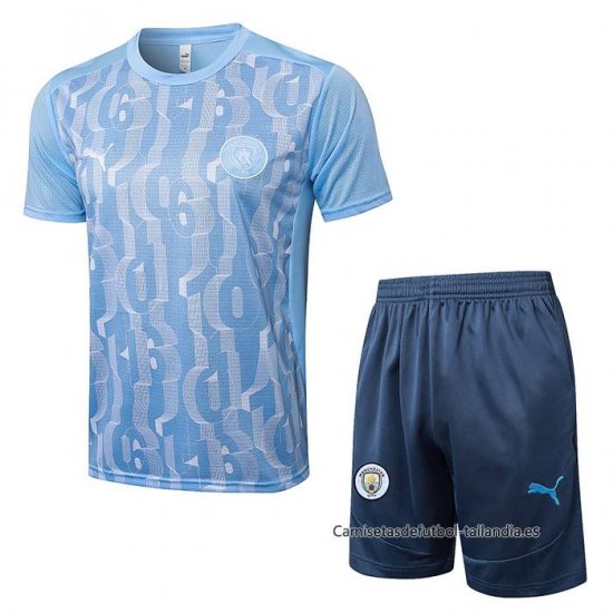Chandal del Manchester City Manga Corta 2024-2025 Azul - Pantalon Corto - Haga un click en la imagen para cerrar