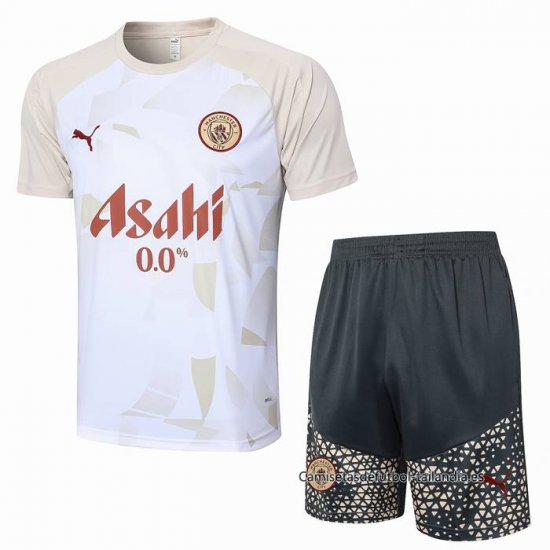 Chandal del Manchester City Manga Corta 2024-2025 Amarillo - Pantalon Corto - Haga un click en la imagen para cerrar