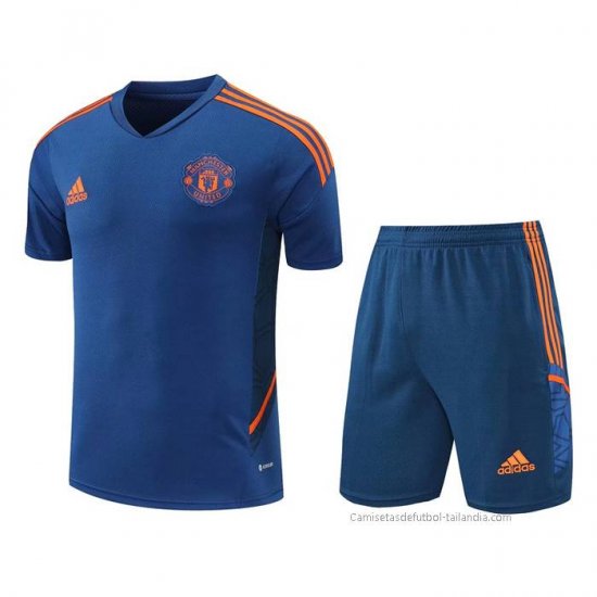 Chandal del Manchester United Manga Corta 2022-2023 Azul - Pantalon Corto - Haga un click en la imagen para cerrar