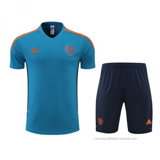 Chandal del Manchester United Manga Corta 2022-2023 Azul - Pantalon Corto - Haga un click en la imagen para cerrar