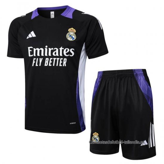 Chandal del Real Madrid Dragon Manga Corta 2024-2025 Negro y Purpura - Pantalon Corto - Haga un click en la imagen para cerrar
