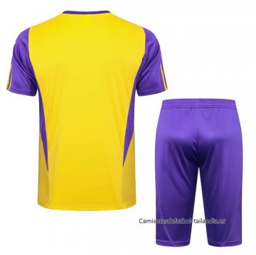 Chandal del Real Madrid Manga Corta 2024-2025 Amarillo - Pantalon Corto