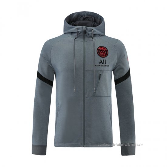 Chaqueta con Capucha del Paris Saint-Germain 2021-2022 Gris - Haga un click en la imagen para cerrar