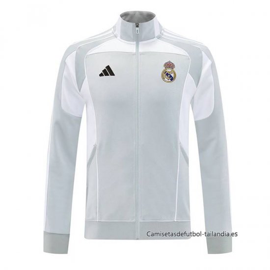 Chaqueta del Real Madrid 2025-2026 Gris Blanco - Haga un click en la imagen para cerrar