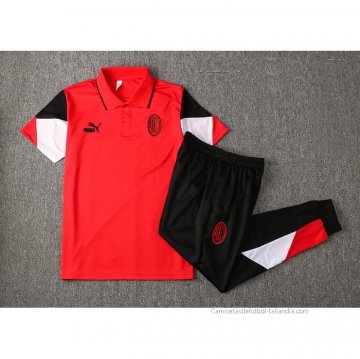 Conjunto Polo del AC Milan 2021-2022 Rojo