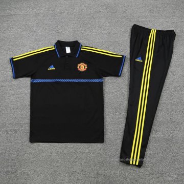 Conjunto Polo del Manchester United 2022-2023 Negro y Azul