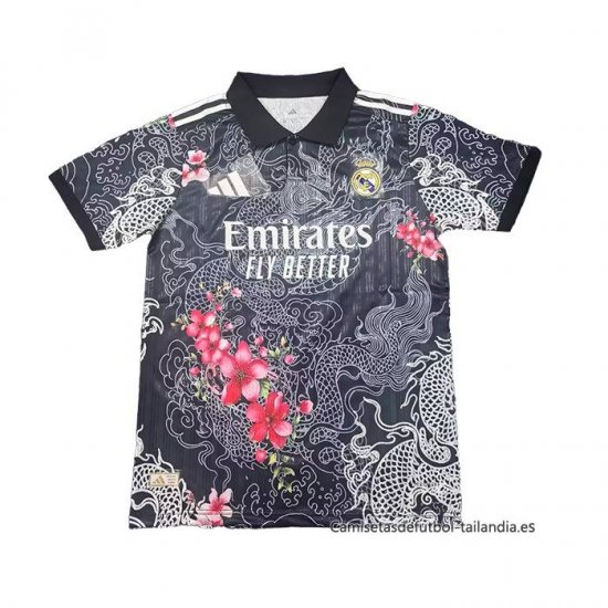 Tailandia Camiseta Real Madrid Dragon 2025-2026 Negro Rojo - Haga un click en la imagen para cerrar