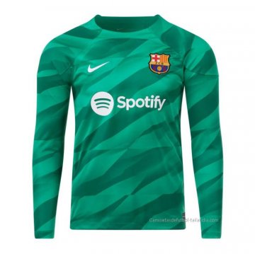 Camiseta Barcelona Portero Manga Larga 2023-2024 Verde Camiseta Barcelona Portero Manga Larga 2023-2024 Verde