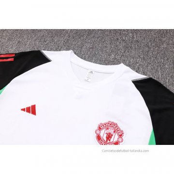 Camiseta de Entrenamiento Manchester United 2023-2024 Blanco y Negro