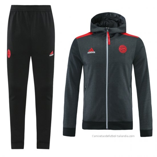 Chandal con Capucha del Bayern Munich 2021-2022 Gris - Haga un click en la imagen para cerrar