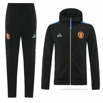 Chandal con Capucha del Manchester United 2021-2022 Negro Chandal con Capucha del Manchester United 2021-2022 Negro