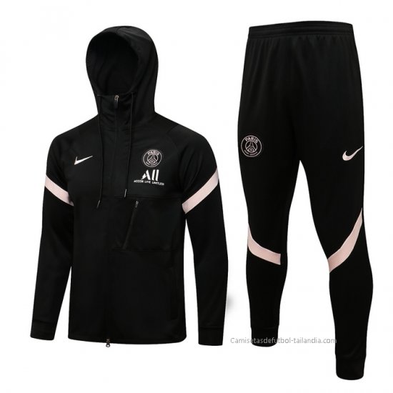 Chandal con Capucha del Paris Saint-Germain 2021-2022 Negro - Haga un click en la imagen para cerrar