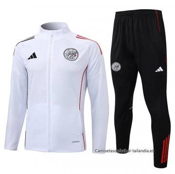 Chandal de Chaqueta del Ajax Nino 2025-2026 Blanco Chandal de Chaqueta del Ajax Nino 2025-2026 Blanco