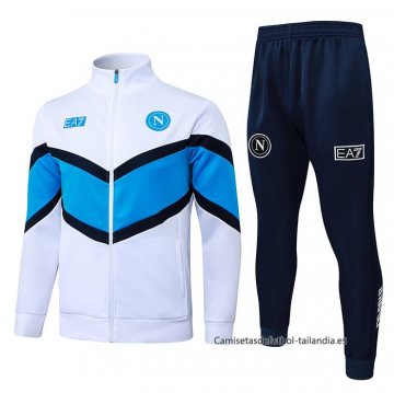 Chandal de Chaqueta del Napoli Nino 2025-2026 Blanco Azul Chandal de Chaqueta del Napoli Nino 2025-2026 Blanco Azul