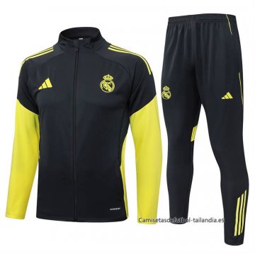 Chandal de Chaqueta del Real Madrid Nino 2025-2026 Gris Amarillo