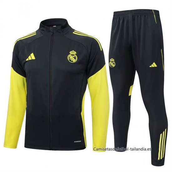 Chandal de Chaqueta del Real Madrid Nino 2025-2026 Gris Amarillo - Haga un click en la imagen para cerrar