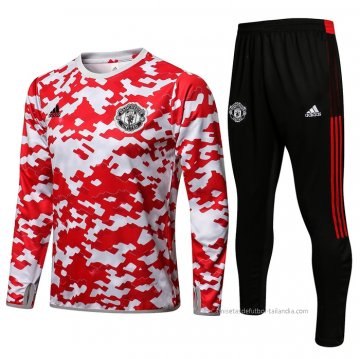 Chandal de Sudadera del Manchester United 2021 Rojo y Blanco Chandal de Sudadera del Manchester United 2021 Rojo y Blanco