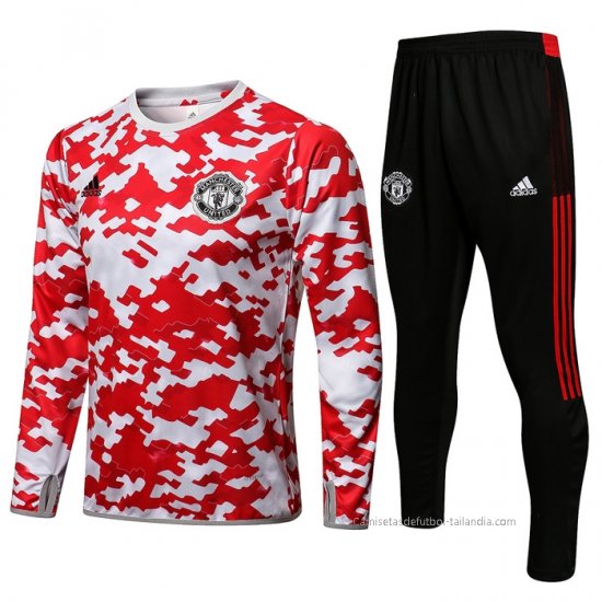 Chandal de Sudadera del Manchester United 2021 Rojo y Blanco - Haga un click en la imagen para cerrar