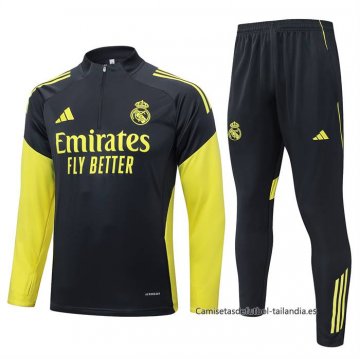 Chandal de Sudadera del Real Madrid 2025-2026 Negro Amarillo Chandal de Sudadera del Real Madrid 2025-2026 Negro Amarillo