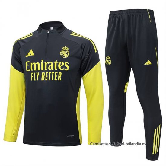 Chandal de Sudadera del Real Madrid 2025-2026 Negro Amarillo - Haga un click en la imagen para cerrar