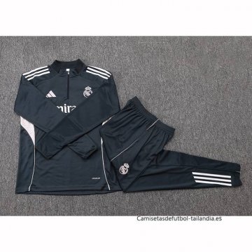 Chandal de Sudadera del Real Madrid Nino 2025-2026 Gris Oscuro
