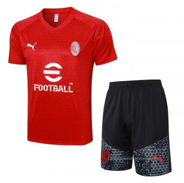 Chandal del AC Milan Manga Corta 2023-2024 Rojo - Pantalon Corto Chandal del AC Milan Manga Corta 2023-2024 Rojo - Pantalon Corto
