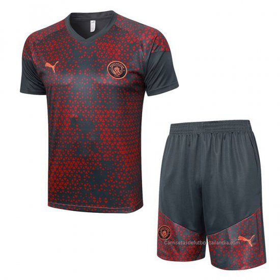 Chandal del Manchester City Manga Corta 2023-2024 Rojo - Pantalon Corto - Haga un click en la imagen para cerrar