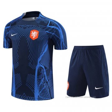 Chandal del Paises Bajos Manga Corta 2022-2023 Azul - Pantalon Corto Chandal del Paises Bajos Manga Corta 2022-2023 Azul - Pantalon Corto