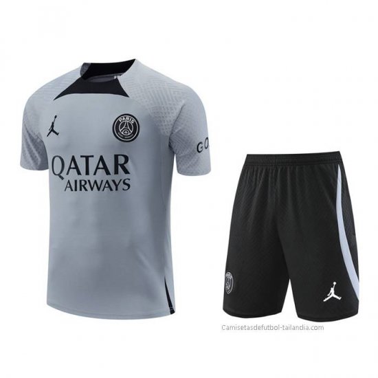 Chandal del Paris Saint-Germain Jordan Manga Corta 2022-2023 Gris - Pantalon Corto - Haga un click en la imagen para cerrar