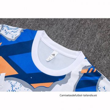 Chandal del Real Madrid Manga Corta 2025-2026 Blanco Azul - Pantalon Corto