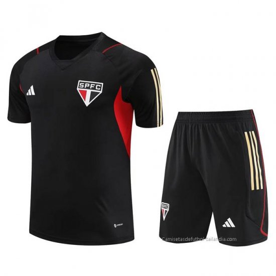 Chandal del Sao Paulo Manga Corta 2023-2024 Negro - Pantalon Corto - Haga un click en la imagen para cerrar