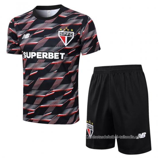 Chandal del Sao Paulo Manga Corta 2024-2025 Negro - Pantalon Corto - Haga un click en la imagen para cerrar
