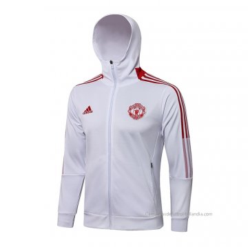 Chaqueta con Capucha del Manchester United 2021-2022 Blanco Chaqueta con Capucha del Manchester United 2021-2022 Blanco