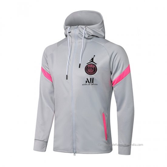 Chaqueta con Capucha del Paris Saint-Germain 2021-2022 Gris - Haga un click en la imagen para cerrar