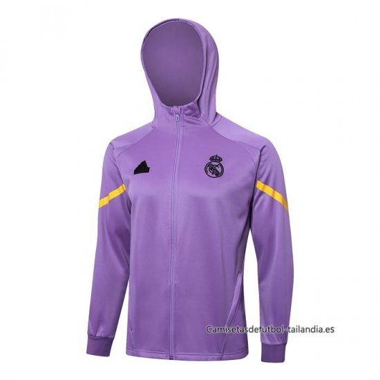 Chaqueta con Capucha del Real Madrid 2024-2025 Purpura - Haga un click en la imagen para cerrar
